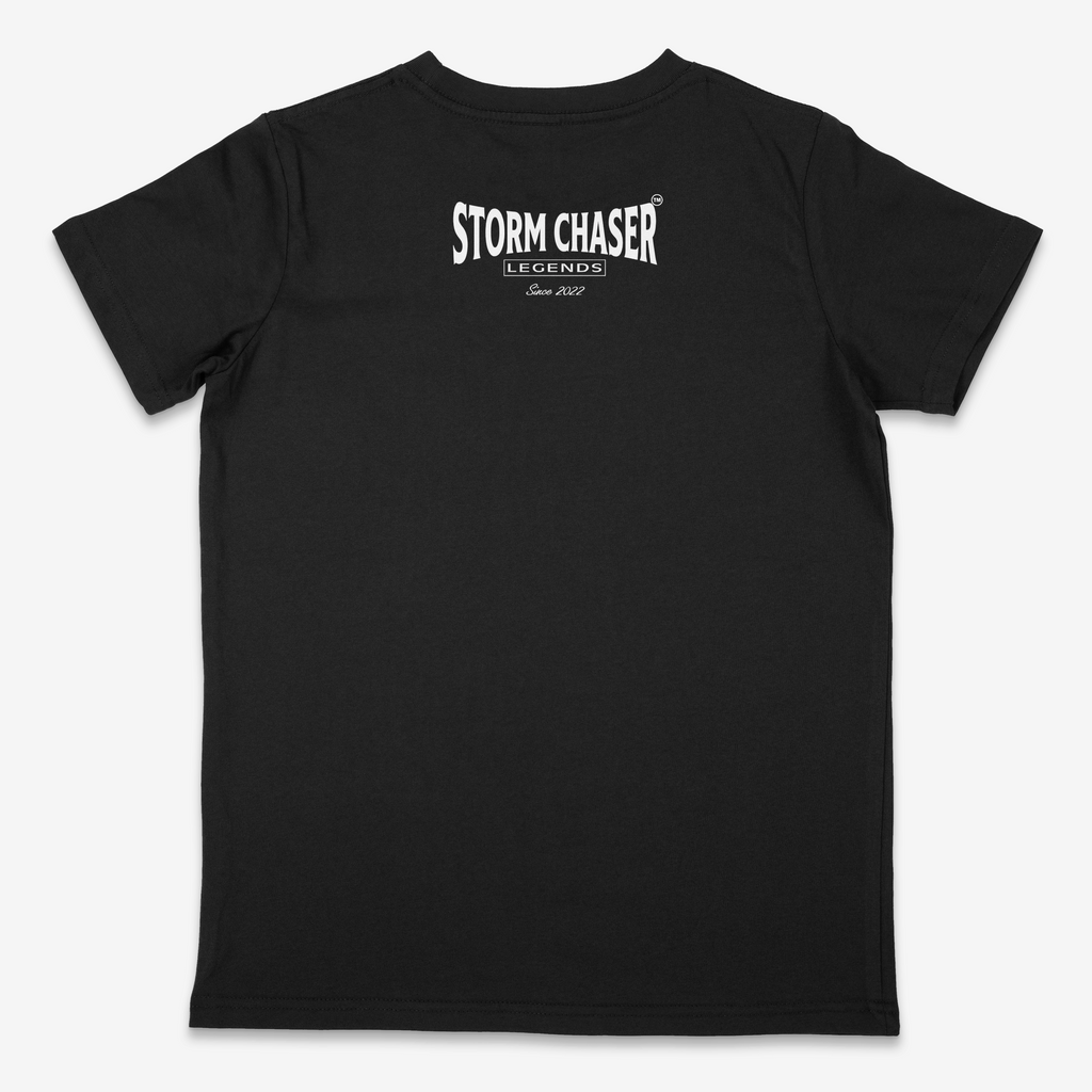 Black t-shirt with 'Storm Chaser Legends' text