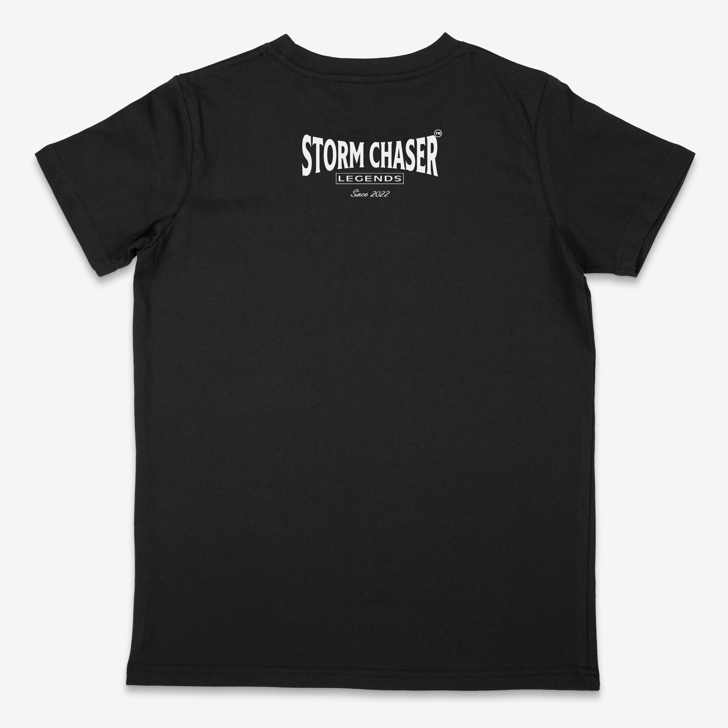 Black t-shirt with 'Storm Chaser Legends' text
